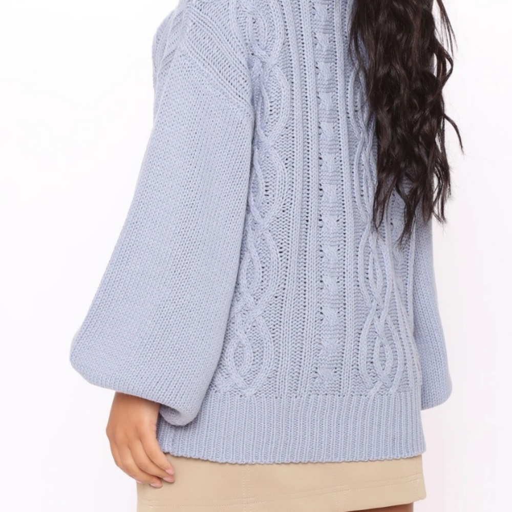 Light Blue Cable Knit Sweater - Picture 3 of 3